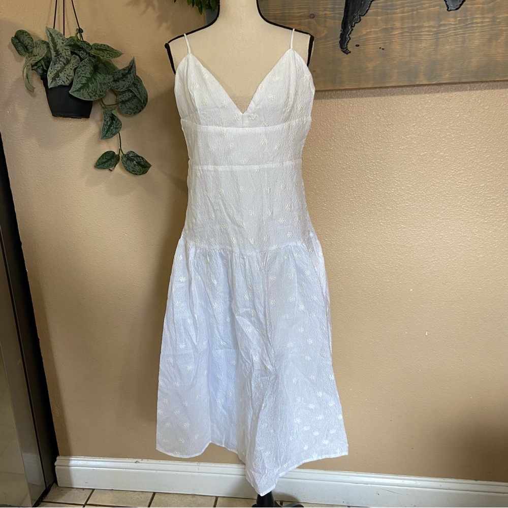 Lulus White Textured Spaghetti Strap Midi Dress – Size XL
